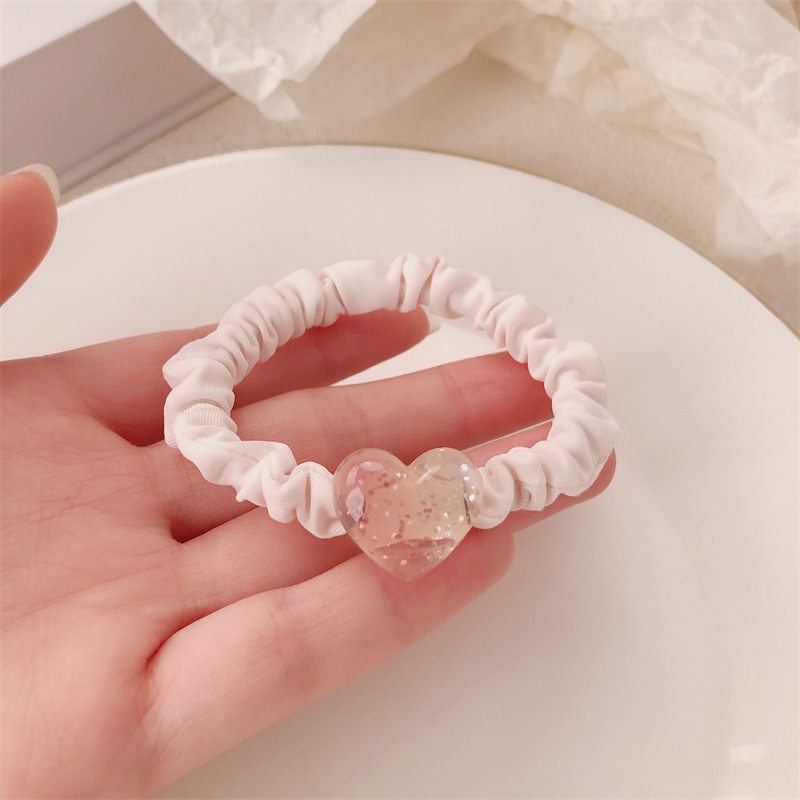 Lindo y dulce polvo suelto amor lazo para el cabello temperamento femenino estrella círculo de intestino delgado cuerda para la cabeza todo fósforo cola de caballo alta cuerda para el cabello accesorios para el cabello