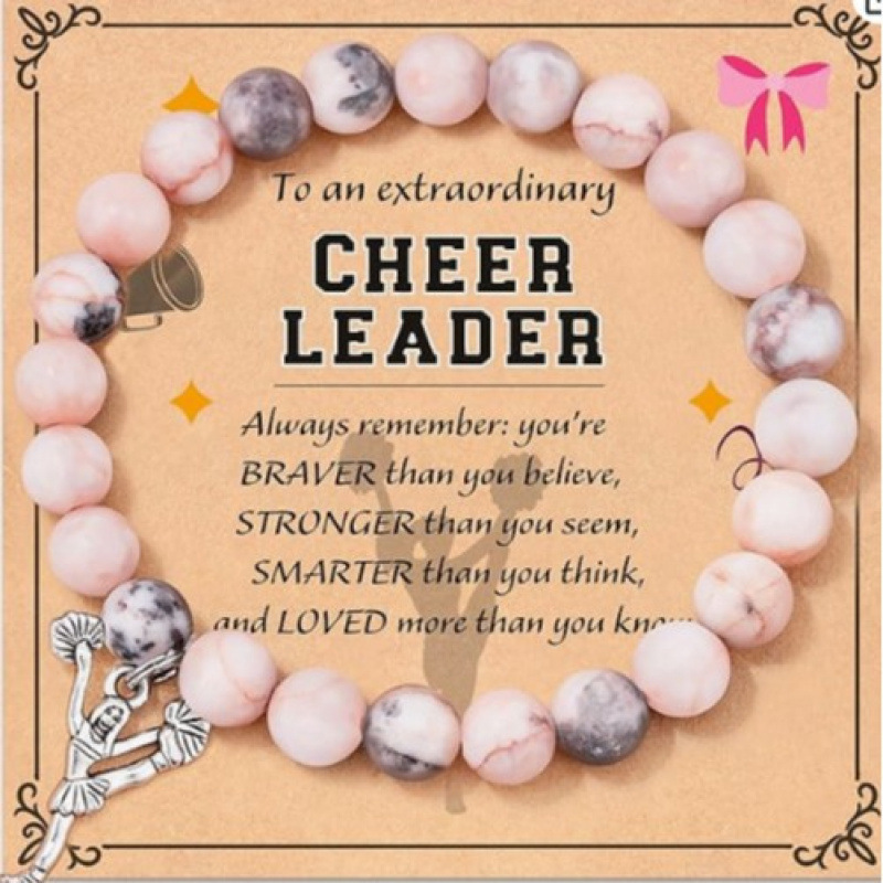 Pink Zebra Motivational Bracelet Natural Pink Zebra Alloy Ballet Girl Pendant Bracelet Pink Zebra Cheerleading Bracelet