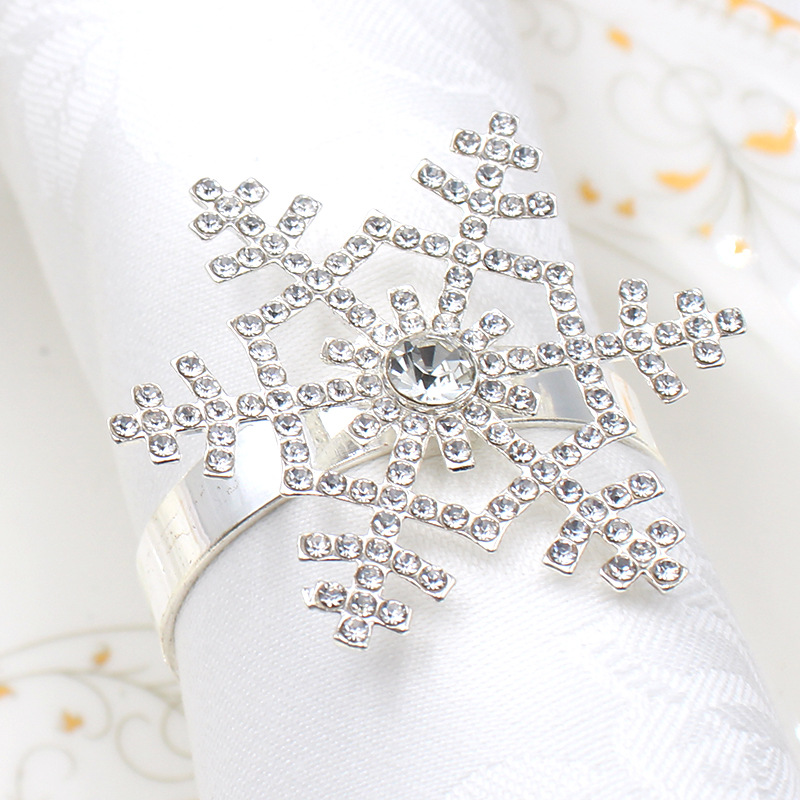 Copo de nieve invierno servilleta hebilla hotel boda KC oro servilleta anillo fábrica directa servilleta anillo restaurante occidental