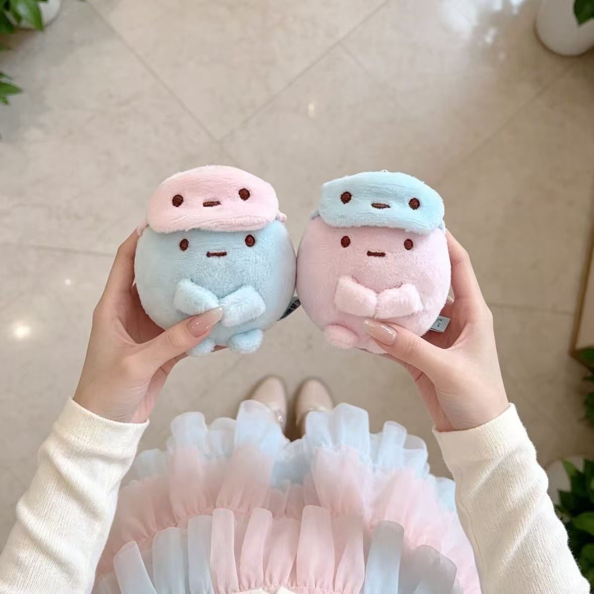 New corner creature eye mask mini plush toy cute hand-held cartoon doll ornament gift