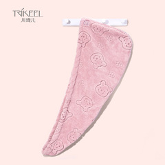 Chuanqi'er Cute Cartoon Dry Shampoo Hat for Women Long Hair, Double-layer Coral Fleece Thick Quick-Dry Head Towel