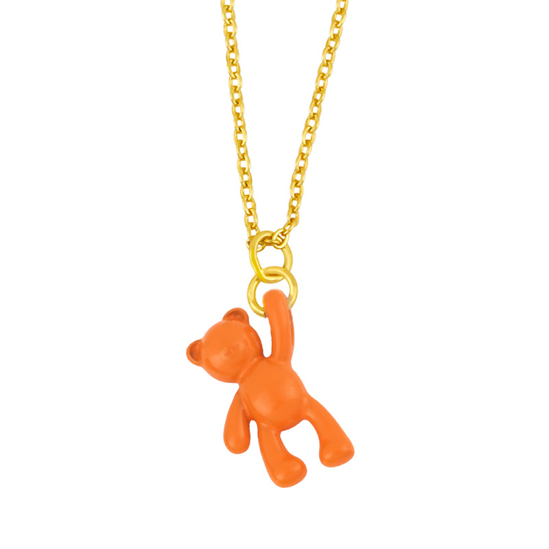 Wholesale Simple Solid Color Bear Pendant Copper Necklace Nihaojewelry display picture 4
