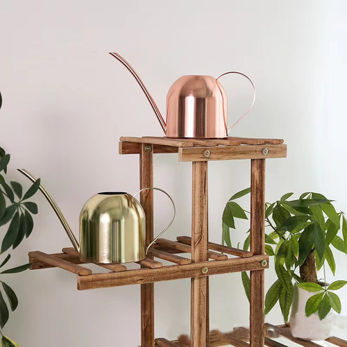 Stainless steel long mouth flower watering kettle metal green plant watering kettle golden watering kettle small watering kettle gardening 500ML