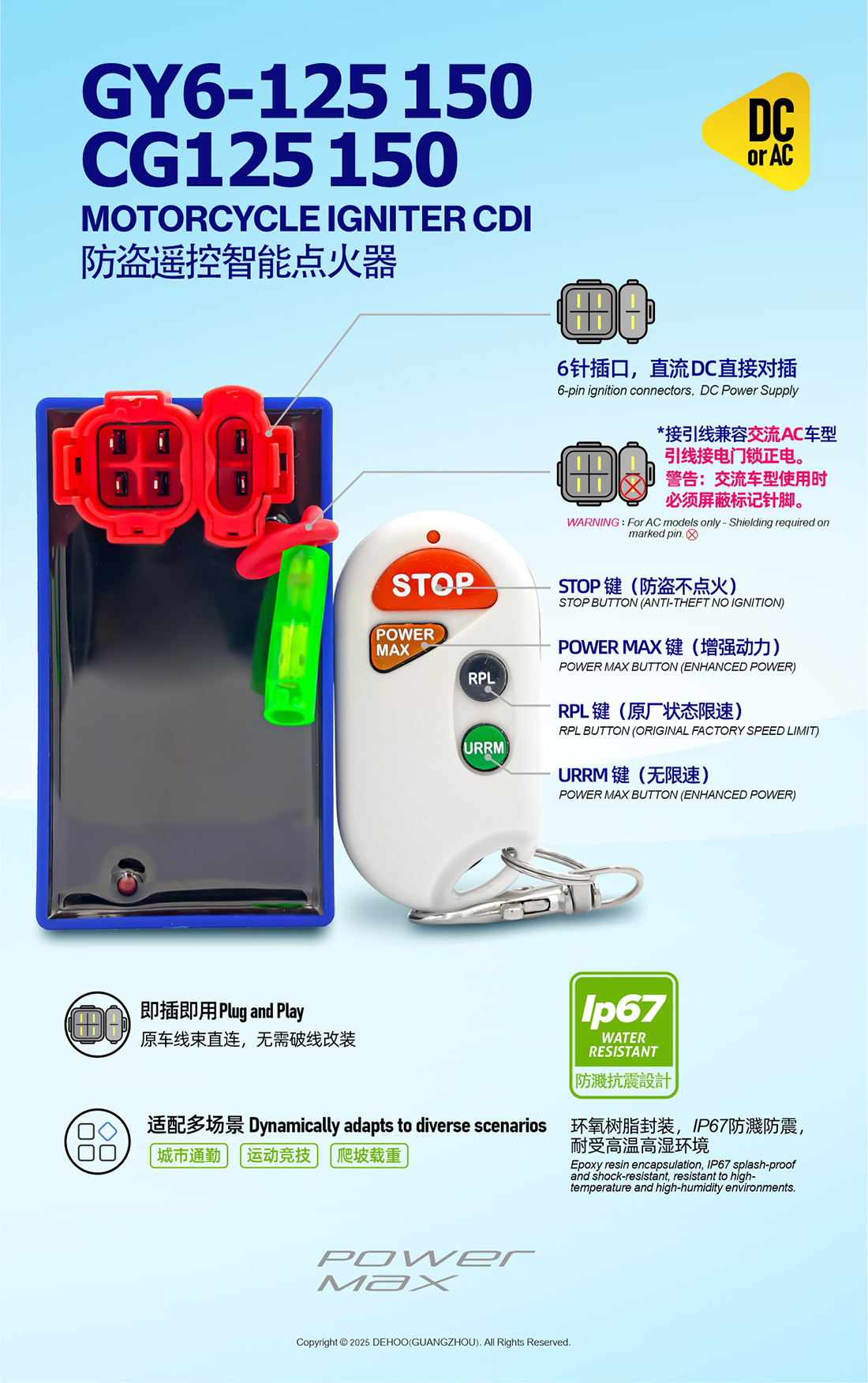 GY6-125-150/CG125-150 Remote Control Anti-theft DC Motorcycle Igniter