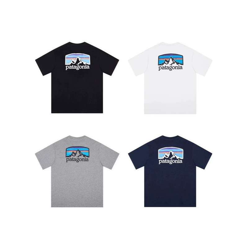 Cross-Border Wholesale Patagoni Patagonia Mountain Print Short-Sleeved Casual Loose Outdoor Round Neck T-Shirt for Men Cross-Border Wholesale Patagoni Patagonia Mountain Print Short-Sleeved Casual Loose Outdoor Round Neck T-Shirt for Men
