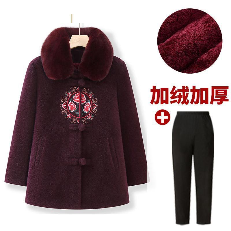 中老年人冬装女奶奶毛呢外套新款妈妈装春秋上衣洋气太太老人衣服|undefined