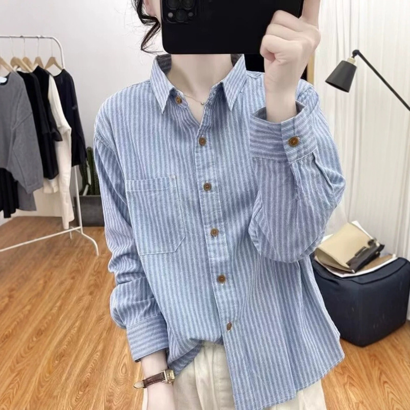 100% pure cotton early autumn popular women's shirt, elegant and classy, light luxury, high-end niche women's clothing