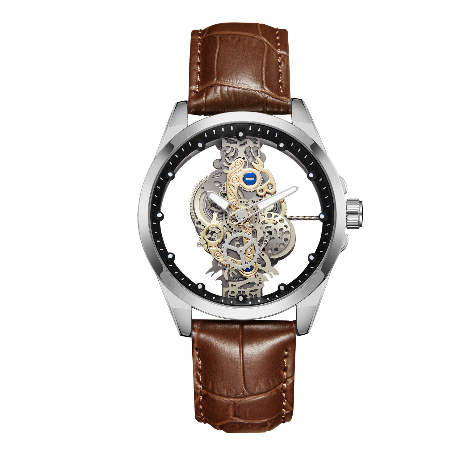 Automatic Mechanical Watch For Men Double Sided Skeleton Design_voghion.com