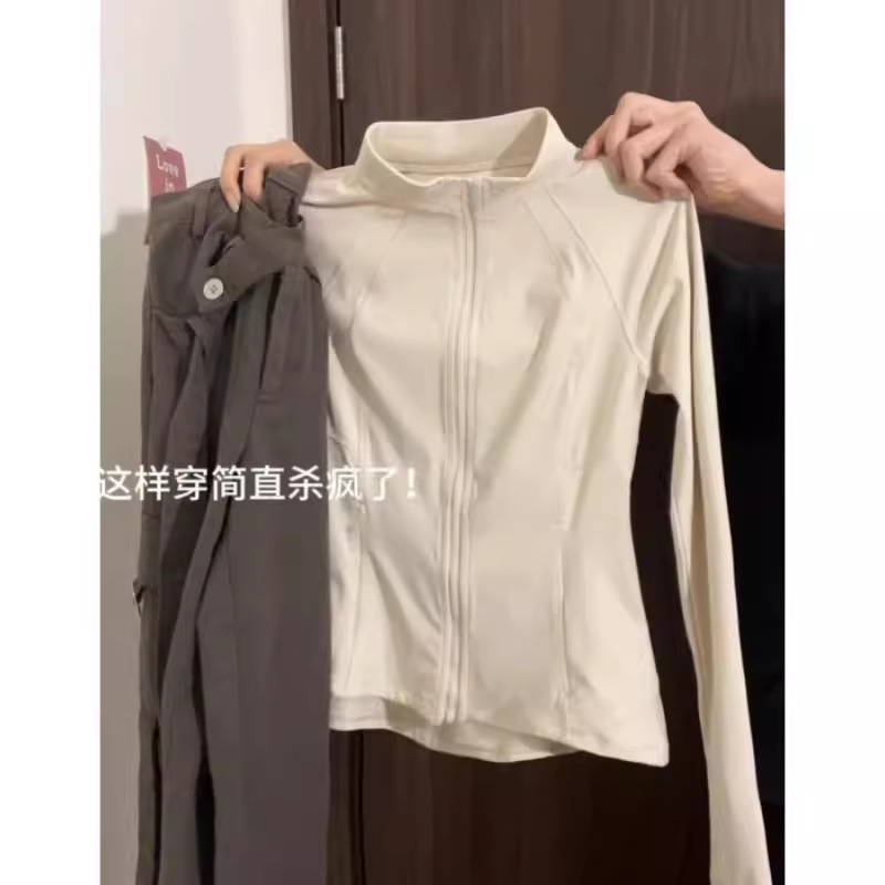 アイスシルク日焼け止め服 女性用 2025 スリムフィット スタンドカラー ヨガウェア 日焼け止め服セット 薄手ジャケット サイクリングウェア UPF50+|undefined