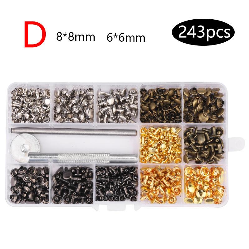 Transfronterizo 633/831 Juego de botones a cuatro bandas en caja Botón redondo de cobre de metal Ropa Botón hembra Accesorios de equipaje