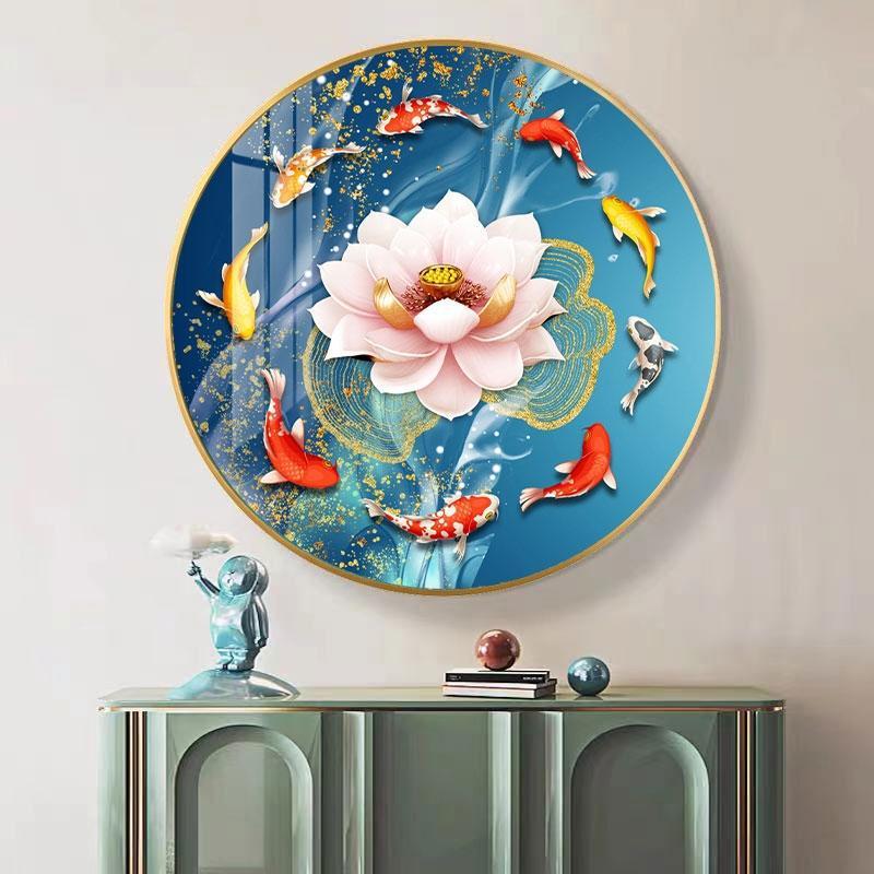 荷花九鱼图十字绣2021新款线绣客厅大气卧室新品餐厅小件现代风格