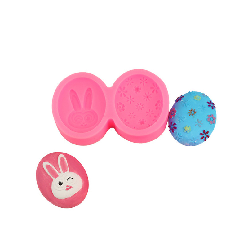 Patrón huevo silicona fondant cake DIY molde conejo de Pascua creativo hornear herramienta decoración adornos
