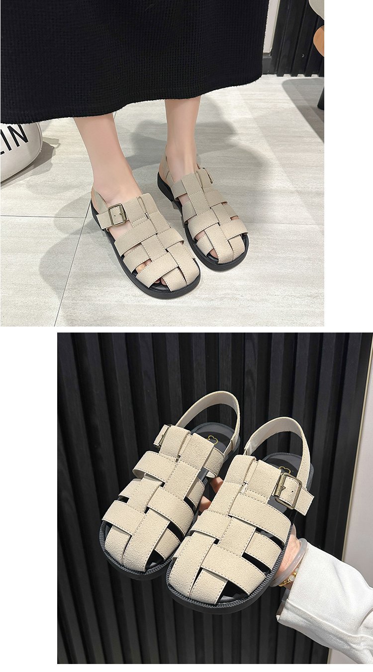 Sandali vintage con punta piatta da donna, primavera estate 2024, nuovi sandali alla moda con zeppa intrecciata e stivaletti romani da spiaggia_voghion.com