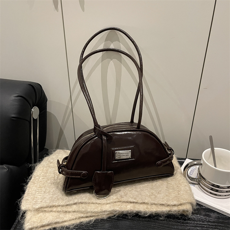 Damen Retro Schultertasche Bowling Bag Für Den Alltag_voghion.com
