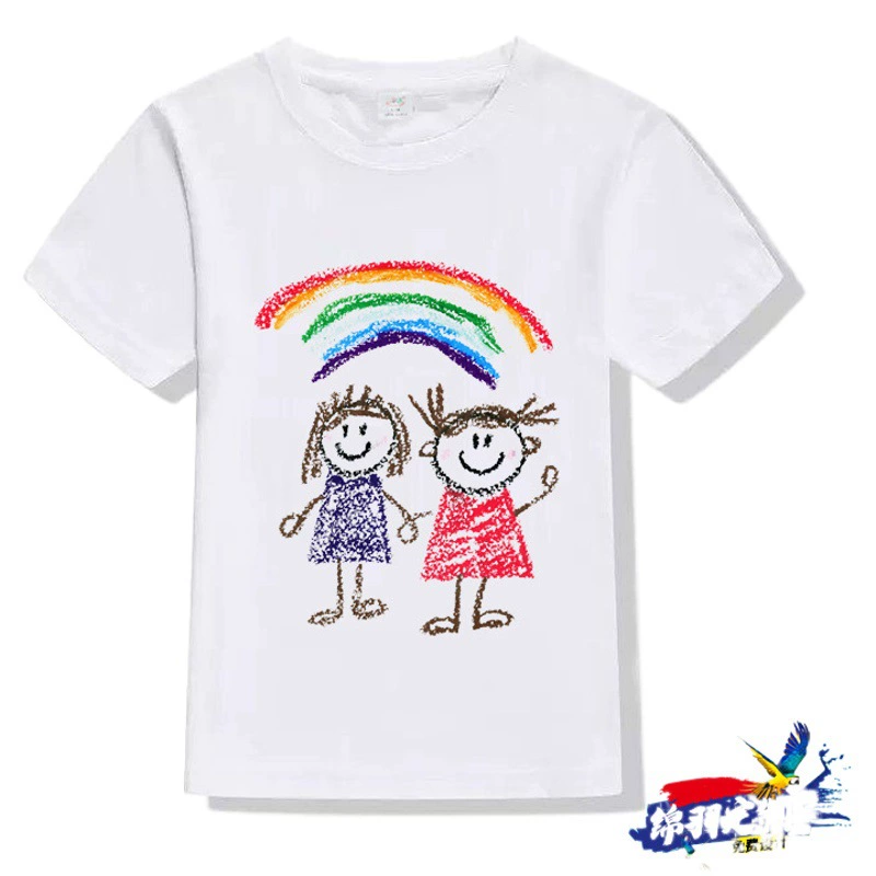 Детская пустая культурная рубашка, хлопковая Футболка с ручной росписью для родителей и детей оптом, одежда для выпускных классов начальной школы, печать логотипа на заказ