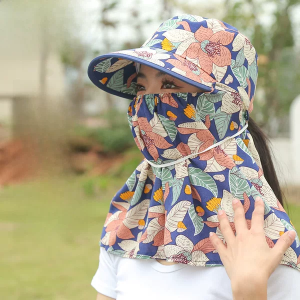 Sunscreen Hat Summer Women's Hat Covering Face Field Sun Hat All-match Work Neck Protection Tea Picking Bike Sun Hat