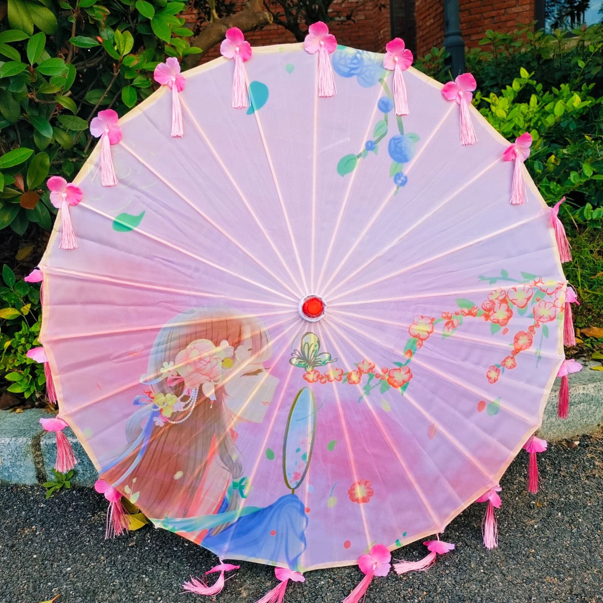 작은 집 벽옥 꽃잎 우산
