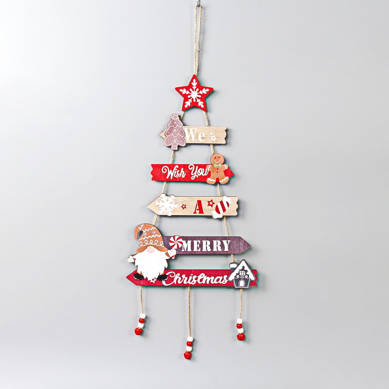 Nuevos productos decoraciones de Navidad mini escritorio de madera pequeña decoración de árbol de Navidad madera decoración de tarjeta de letras inglesas