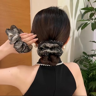 Korean Style Organza Hair Band with Baby's Breath Inlaid with French Double-Layer Rhinestones, Sweet Elegant Headband, Hair Tie, Headband for Women