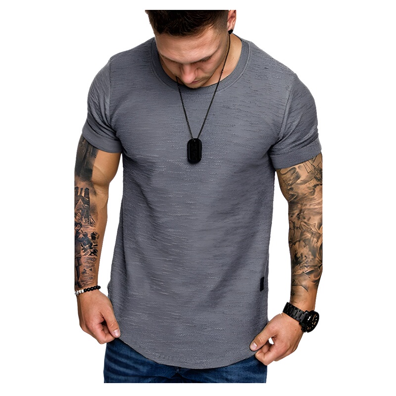 Men's Bamboo Cotton Round Neck Short-Sleeved Youth Export Summer Fashion Casual Running Sports Thin Popular T-Shirt