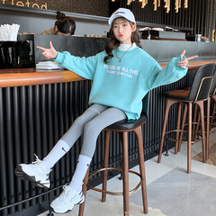 Girls' Spring 2023 New Medium and Large Kids' Korean Style Loose Long-Sleeve Top Children's Stylish Hooded Sweatshirt