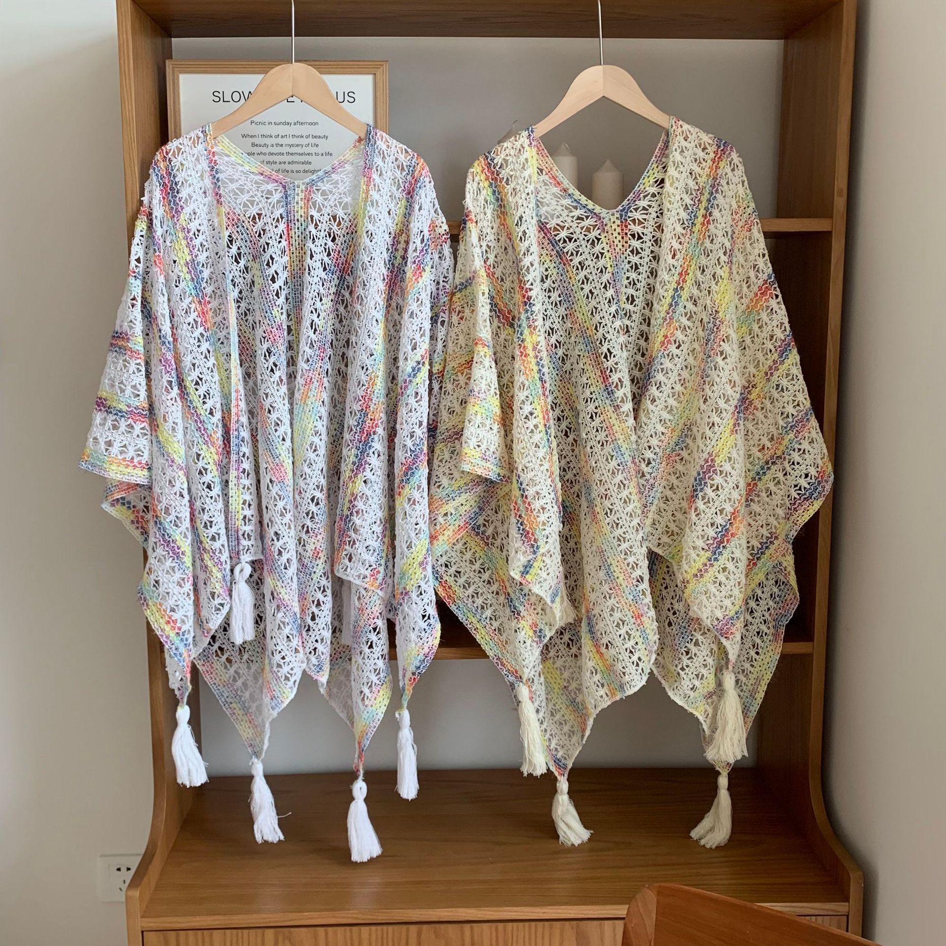 Chal de punto de alta calidad, color opcional, cárdigan hueca, borla, capa grande, chaleco pequeño, fábrica personalizada