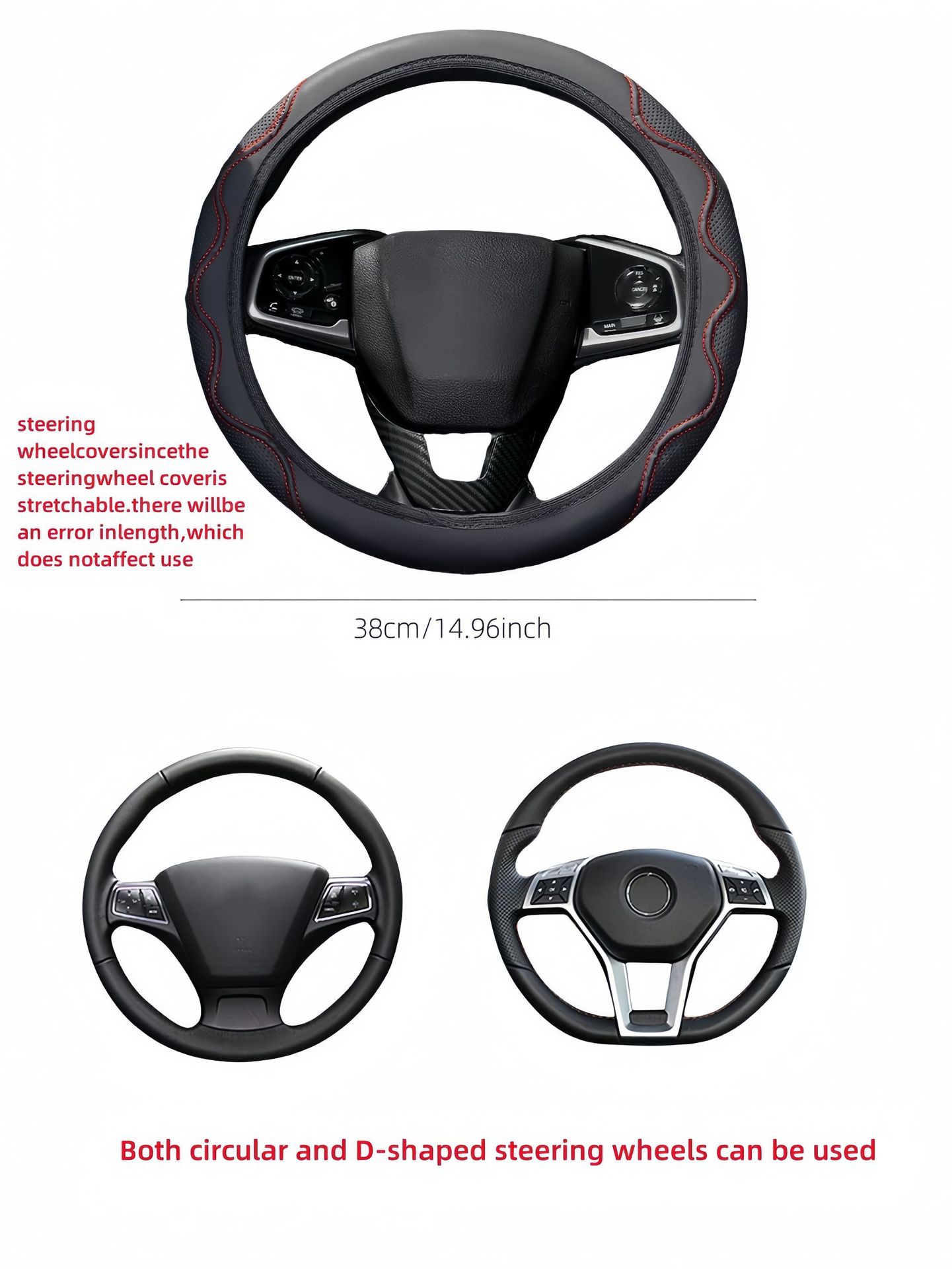 Cross-Border Amazon Car Steering Wheel Cover, Corrugated Sports Style, Non-Slip, Sweat-Absorbent, No Inner Ring, Artificial Leather Handle Cover