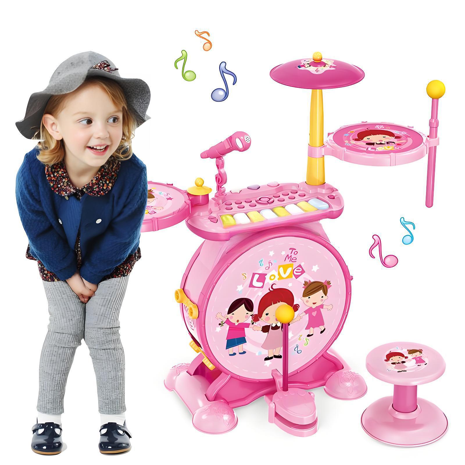 Estante transfronterizo tambor con micrófono instrumento musical juguetes para niños 3 - 6 años multifuncional tambor de jazz regalo de aniversario de bebé