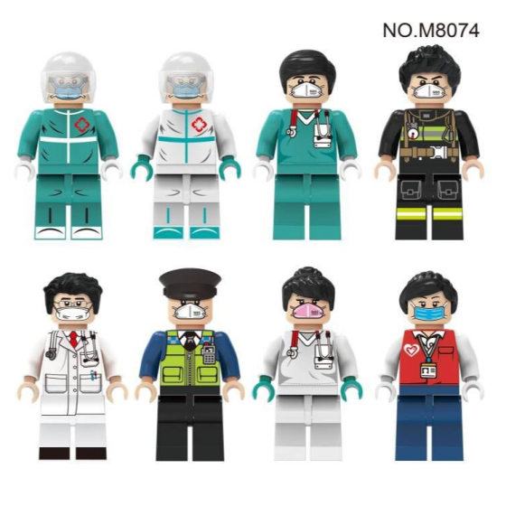 Cross-border wholesale M8115 M8001 M8074 health care building blocks small figure doctor nurse patient toy bag