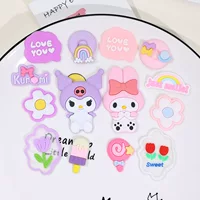 Kuromi Melody мягкий клей милый чехол для мобильного телефона DIY декоративный патч Летняя обувь Тапочки цветочные аксессуары наклейка