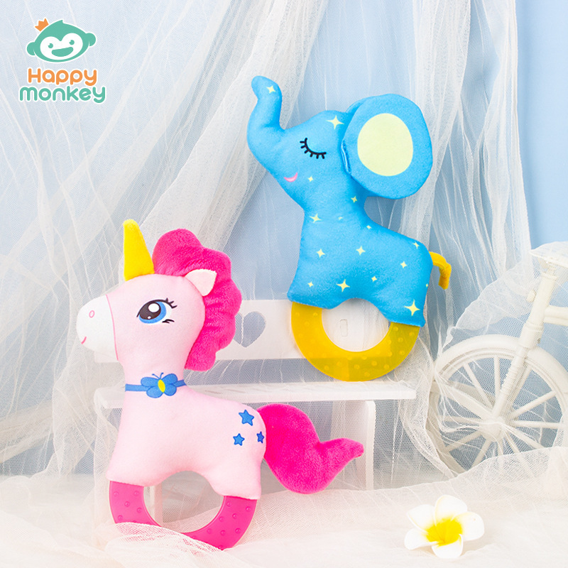 Happy Monkey Newborn Grasping Training Hand Rattle Soothing Baby Toy Teether Chewable Manufacturer