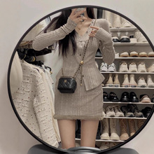 2025春秋冬小香风新款时尚修身显瘦套装女纯欲风包臀短裙子两件套