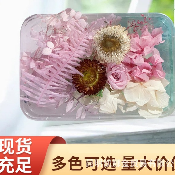 永生花干花diy材料包玫瑰小雏菊绣球花手工diy相框香薰团扇材料包