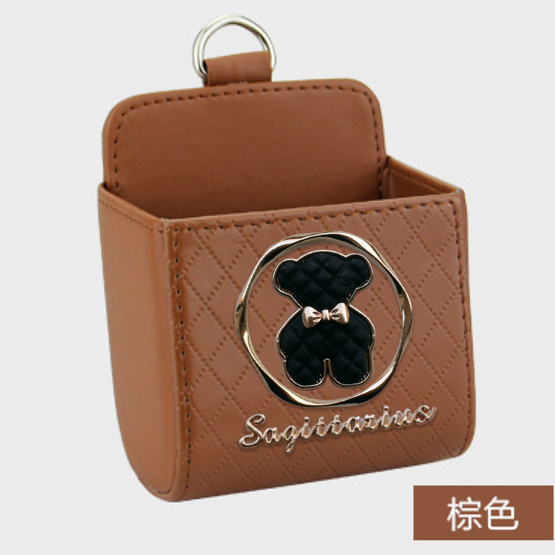 Bolsa de almacenamiento de salida de aire del automóvil bolsas de colgar de teléfonos móviles creativas de metal osos pequeños cajas de almacenamiento de artículos de automóvil almacenamiento de suspensión