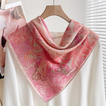 70棉麻粉色雨林方巾丝巾女韩系田园风护颈小领巾薄款三角头巾围巾