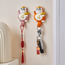招财猫挂钩卡通创意萌趣玄关衣帽入户门口钥匙挂架挂衣钩家居装饰