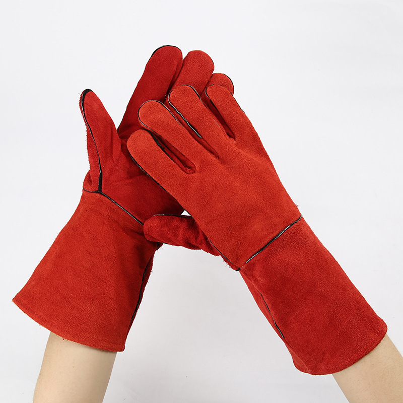 长款牛皮电焊手套双层牛皮加厚耐磨高温劳保焊工劳保手套厂家批发