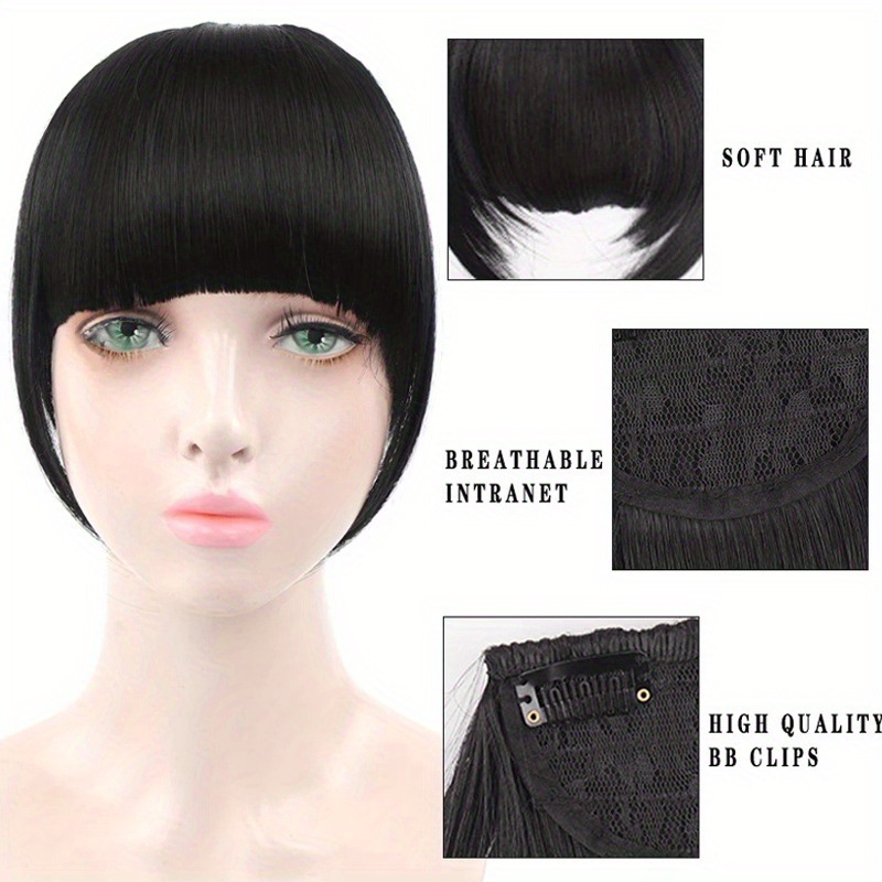 Włosy syntetyczne Peruki do sprzedaży bezpośredniej z prostymi grzywkami dla kobiet i podwójnymi bokobrodami_voghion.com