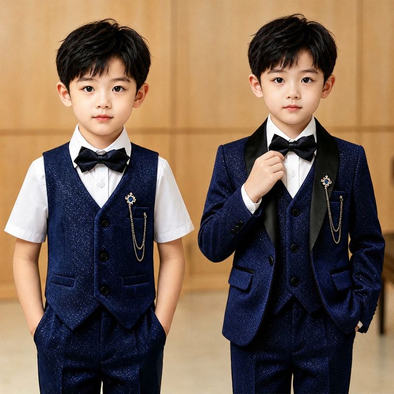 Boys' Suit Set British Style Formal Wear Children's Performance Outfit Flower Boy Host Piano Performance Outfit Boys' Suit Set British Style Formal Wear Children's Performance Outfit Flower Boy Host Piano Performance Outfit