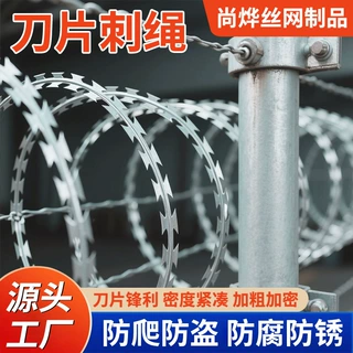 别墅院墙高铁监狱围墙防爬刺防盗刀片刺丝铁丝网刺丝滚笼刀片刺绳