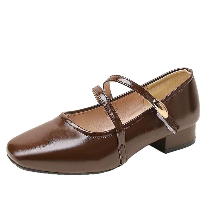 Zapatos franceses de mujer de primavera y verano de 2026 nuevos zapatos de tacón alto de moda de tacón grueso velcro zapatos de moda