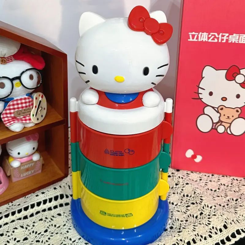 KT三层旋转收纳盒摆件可爱猫头收纳架女生礼物送闺蜜饰品卡通家用|undefined
