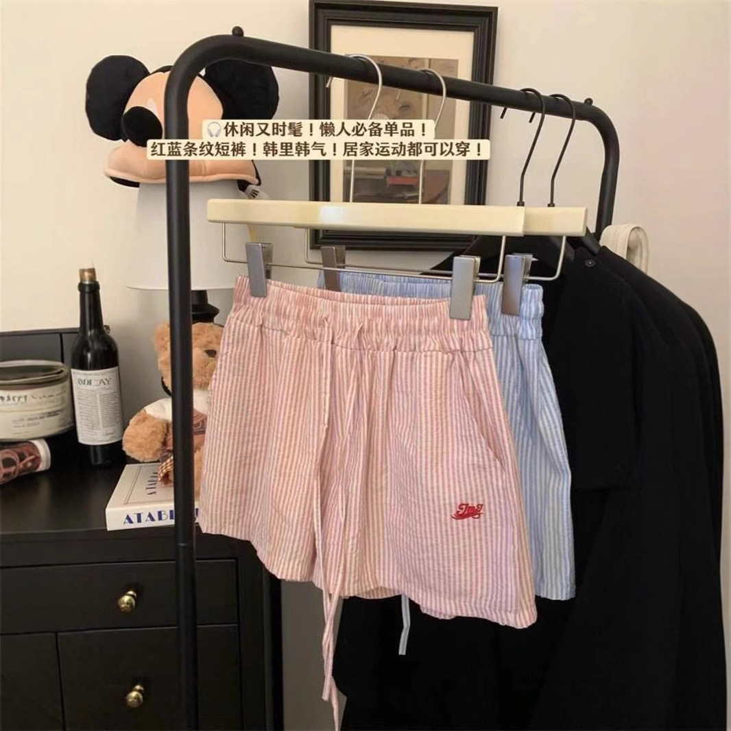 High Waist Slimming Casual Sports Shorts Women's 2022 Summer New Korean Style Loose Wide Leg Drawstring A- line Hot Pants Trendy