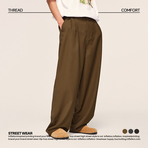 INF Men's Clothing | Loose, drapey, three-dimensional pleated suit trousers, trendy tailoring, loose wide-leg men's casual trousers