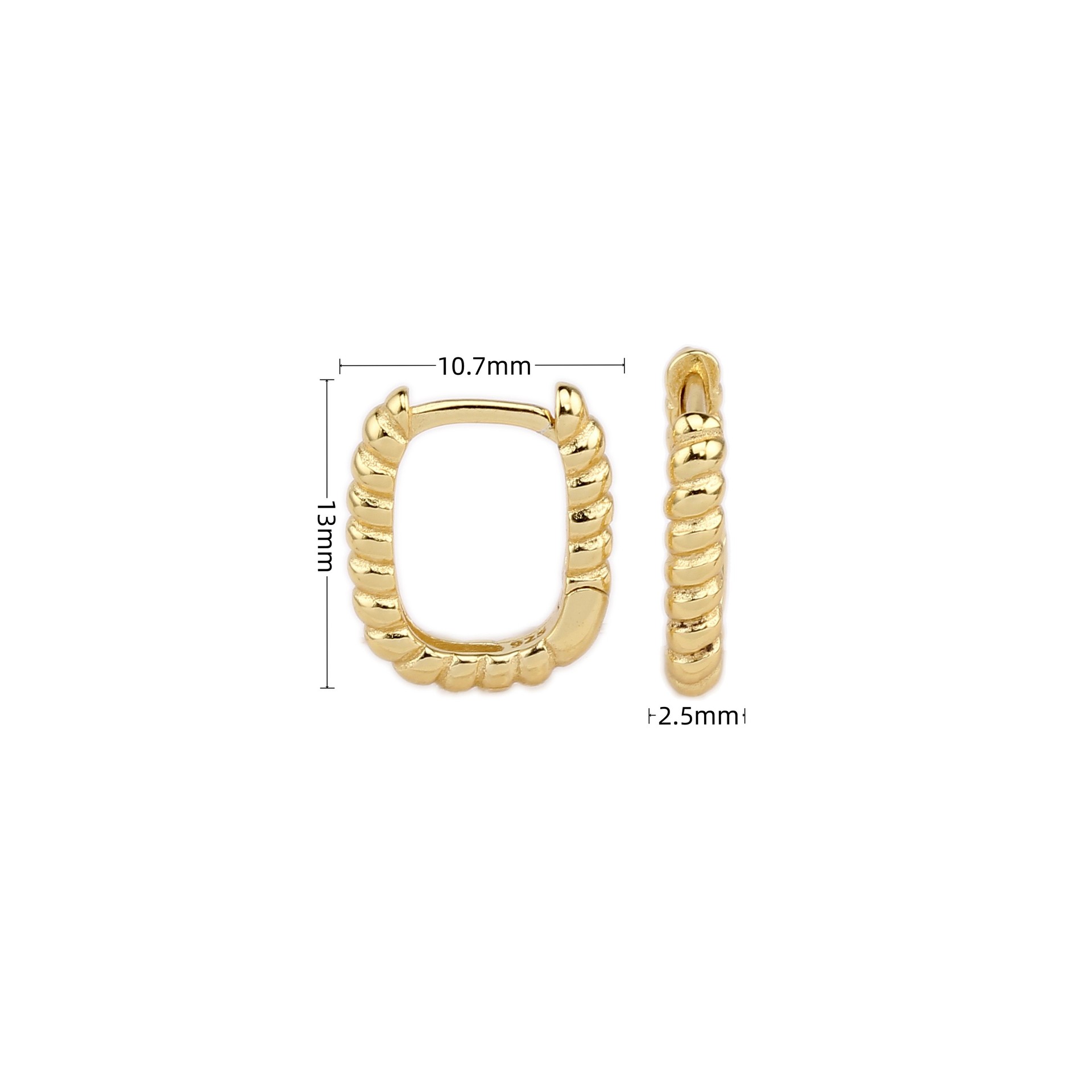 9g Weight 0.03µm Gold Plating Thickness Electroplating Gold Plating Process 1 Pair 925 Sterling Silver U Shape Earrings