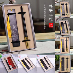 紫光檀詳情999銀絲書籤配筆紅木商務禮盒套裝文創禮品批發一件代