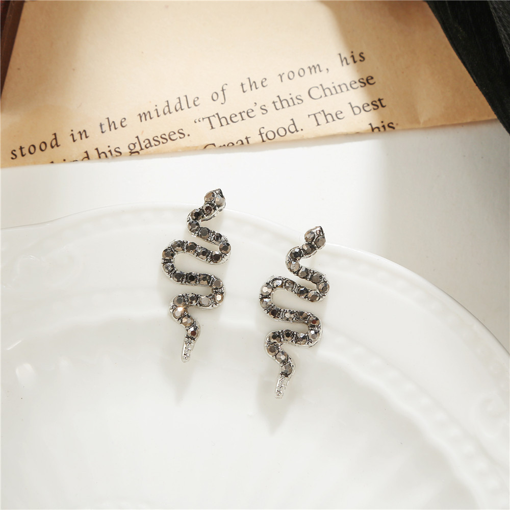European And American Diamond-studded Snake-shaped Earrings Geometric Metal Zodiac Snake Element Earrings display picture 7