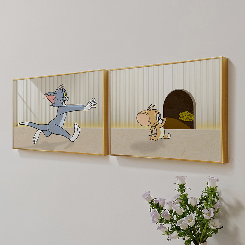 クリーム風電気メーターボックス装飾絵画ブロック漫画わびさびアニメーションシンプルなミッキーマウストムとジェリー 2024 新しいスタイル|undefined