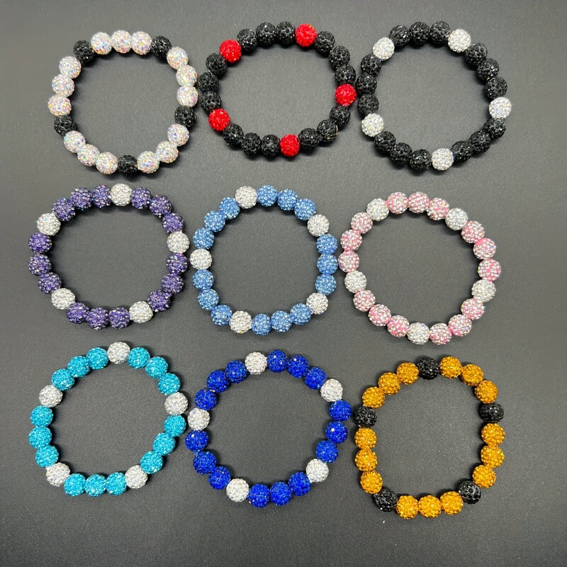 Clay Ball Creative Bracelet Cross-Border Hip-Hop Personalized Colorfulful Shambhala Elastic Competitive Sports Interesting Beaded Bracelet