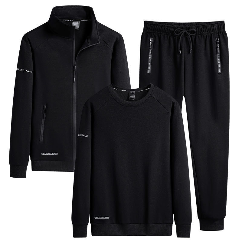 Transfronterizo 2023 invierno nuevo hombre de cuello de algodón más terciopelo grueso juego casual cardigan juvenil de tres piezas